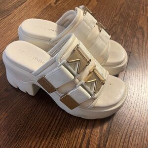 Bottega Veneta Cream Slide Sandals